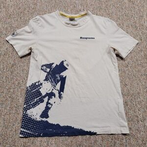 Husqvarna Shirt Mens Medium White Motorcycles Short Sleeve Logo Motocross Racing